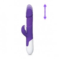 Thrusting Vibrator with Heating Function, 12 Vibrating Functions & 3 Thrusting Functions, Silicone, PURPLE